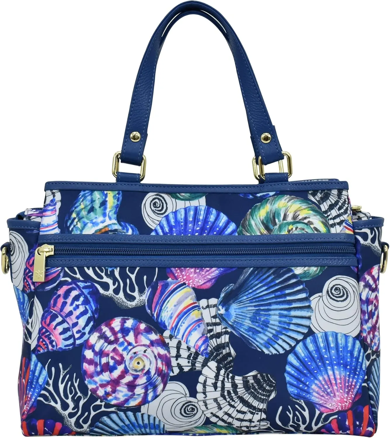 Anuschka Multicompartment Satchel-Wanderlust Collection-Nylon Fabric with Leather Trim and Artwork Print