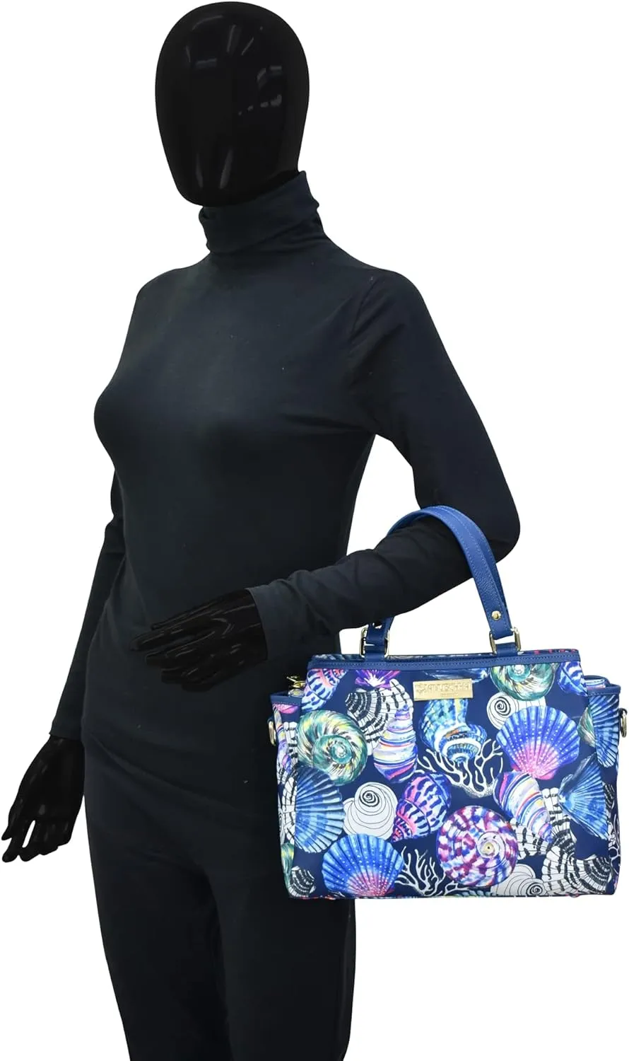 Anuschka Multicompartment Satchel-Wanderlust Collection-Nylon Fabric with Leather Trim and Artwork Print