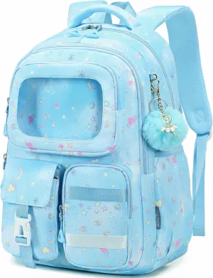 AO ALI VICTORY Backpack for Girls Kids School Bags for Kindergarten Elementary Schoolbag Students Backpacks Cute 15.6 inch Laptop Bookbag Teens Girl Back Pack Travel Daypack, Blue