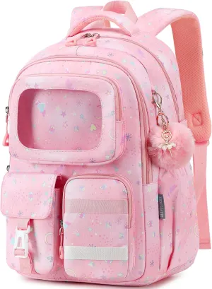 AO ALI VICTORY Backpack for Girls Kids School Bags for Kindergarten Elementary Schoolbag Students Backpacks Cute 15.6 inch Laptop Bookbag Teens Girl Back Pack Travel Daypack, Pink