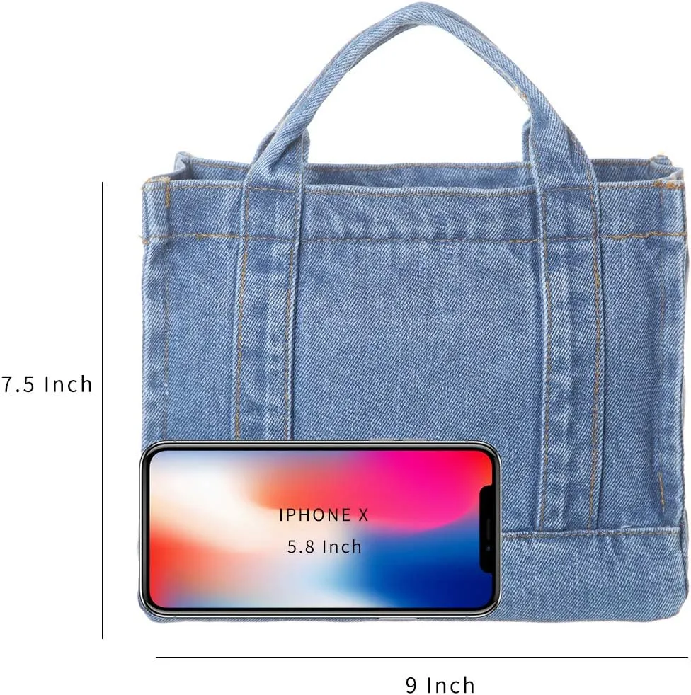 AOCINA Denim Purse Jean Tote Bag for Women Crossbody Shoulder Weekend Bags Denim Purses and Handbags for Women
