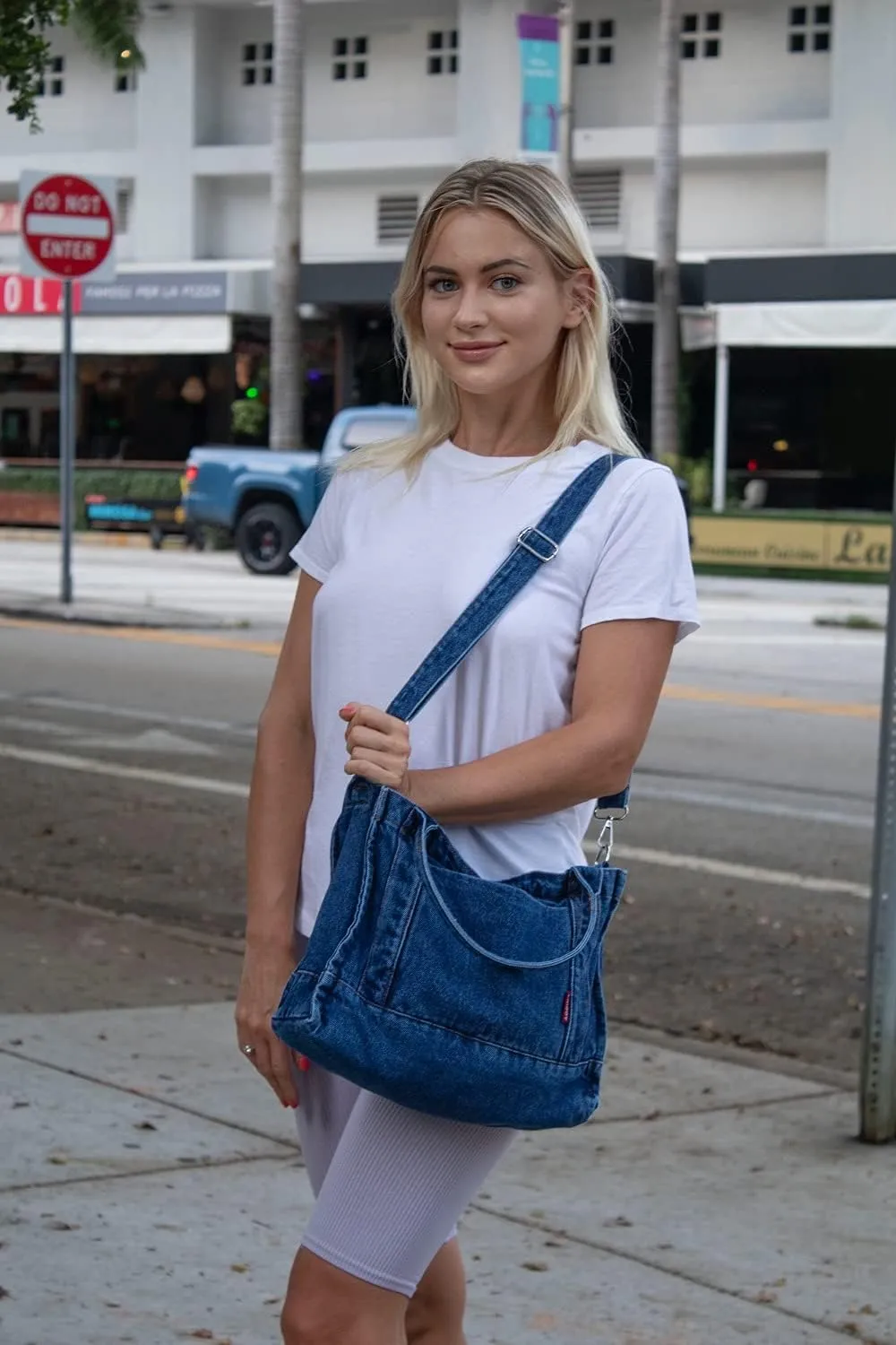 AOCINA Denim Purse Jean Tote Bag for Women Crossbody Shoulder Weekend Bags Denim Purses and Handbags for Women