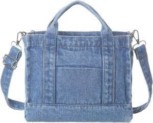 AOCINA Denim Purse Jean Tote Bag for Women Crossbody Shoulder Weekend Bags Denim Purses and Handbags for Women