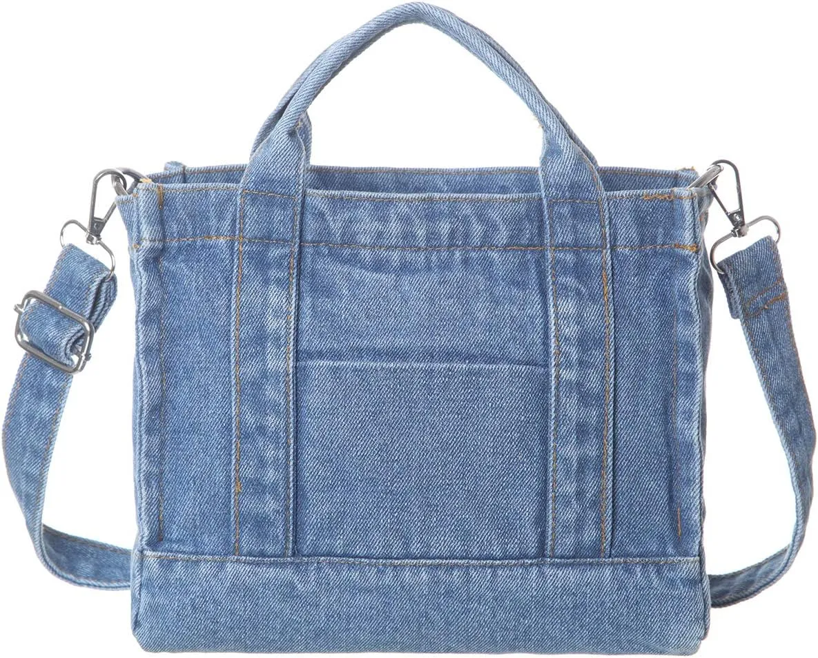 AOCINA Denim Purse Jean Tote Bag for Women Crossbody Shoulder Weekend Bags Denim Purses and Handbags for Women