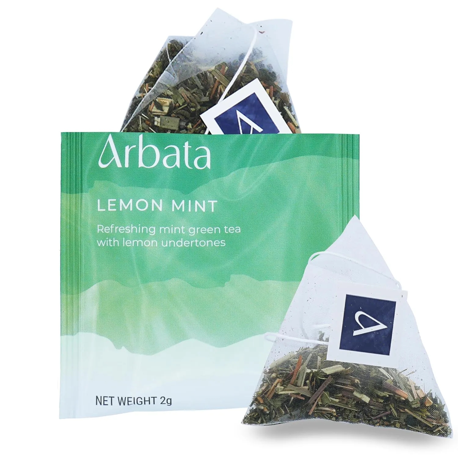 Arbata Lemon Mint Tea, 24 Pyramid Tea Bags Caffeinated Tea, Artisinal Green Tea (Lemon Mint)