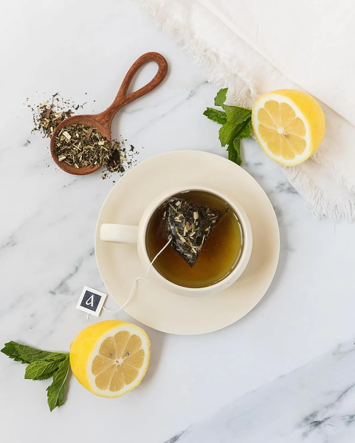 Arbata Lemon Mint Tea, 24 Pyramid Tea Bags Caffeinated Tea, Artisinal Green Tea (Lemon Mint)