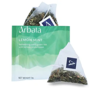Arbata Lemon Mint Tea, 24 Pyramid Tea Bags Caffeinated Tea, Artisinal Green Tea (Lemon Mint)