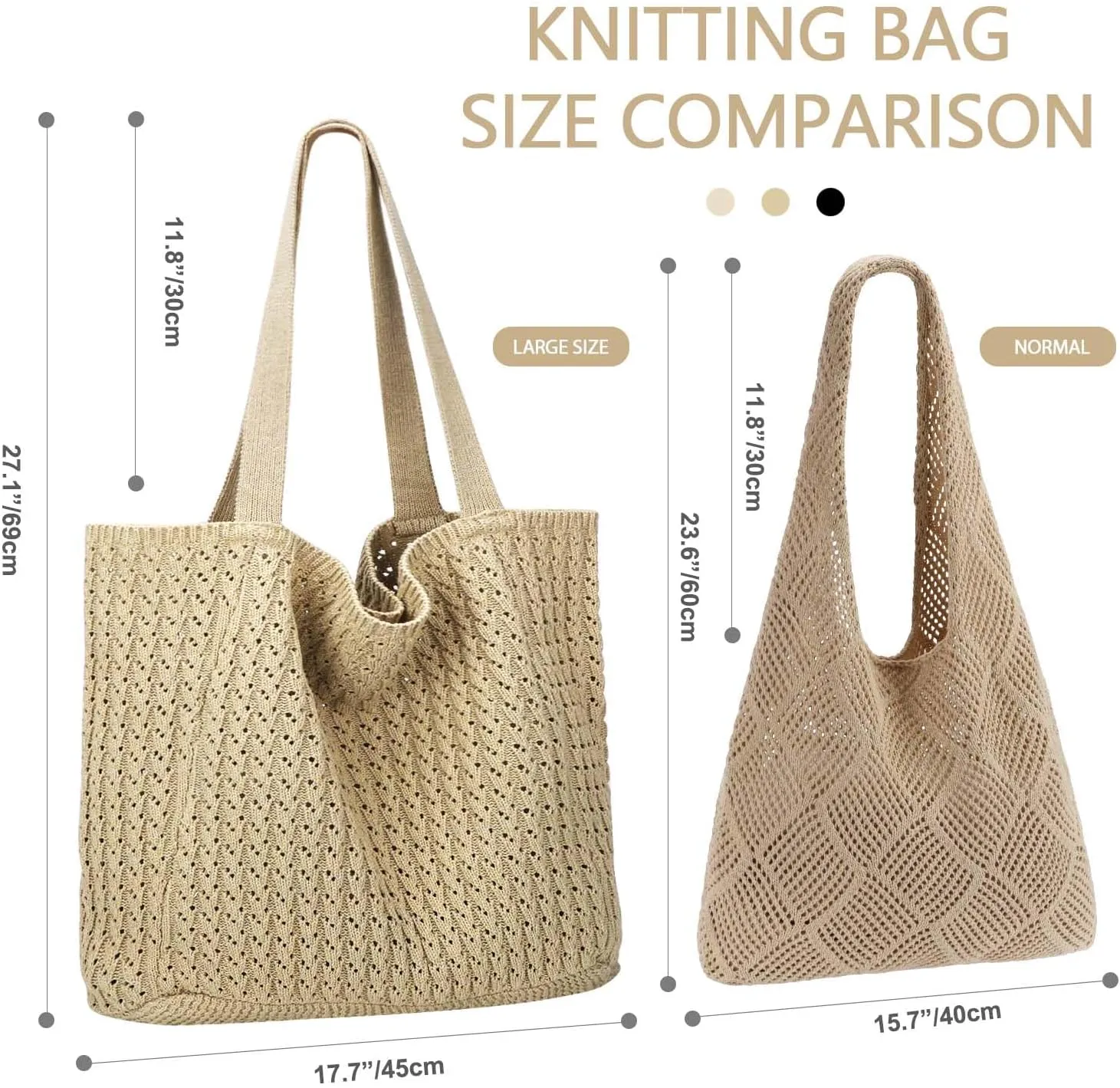 Ayieyill Crochet Tote Bag For Women, Crochet Mesh Beach Tote Bag Summer Vacation Aesthetic Boho Knit Bag for Women