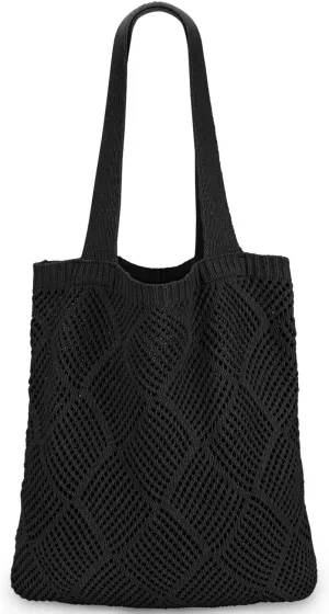 Ayieyill Crochet Tote Bag For Women, Crochet Mesh Beach Tote Bag Summer Vacation Aesthetic Boho Knit Bag for Women