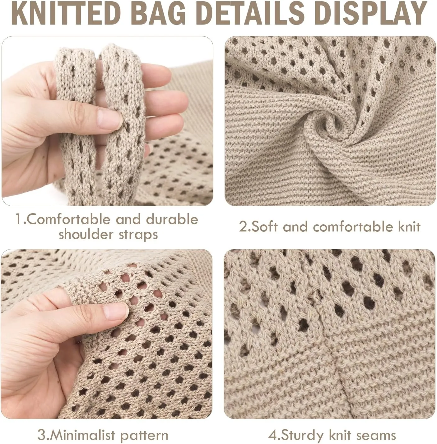 Ayieyill Crochet Tote Bag For Women, Crochet Mesh Beach Tote Bag Summer Vacation Aesthetic Boho Knit Bag for Women