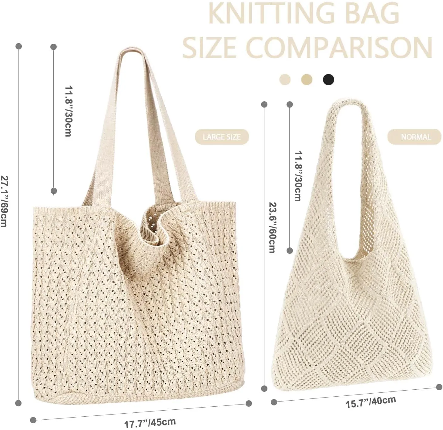 Ayieyill Crochet Tote Bag For Women, Crochet Mesh Beach Tote Bag Summer Vacation Aesthetic Boho Knit Bag for Women
