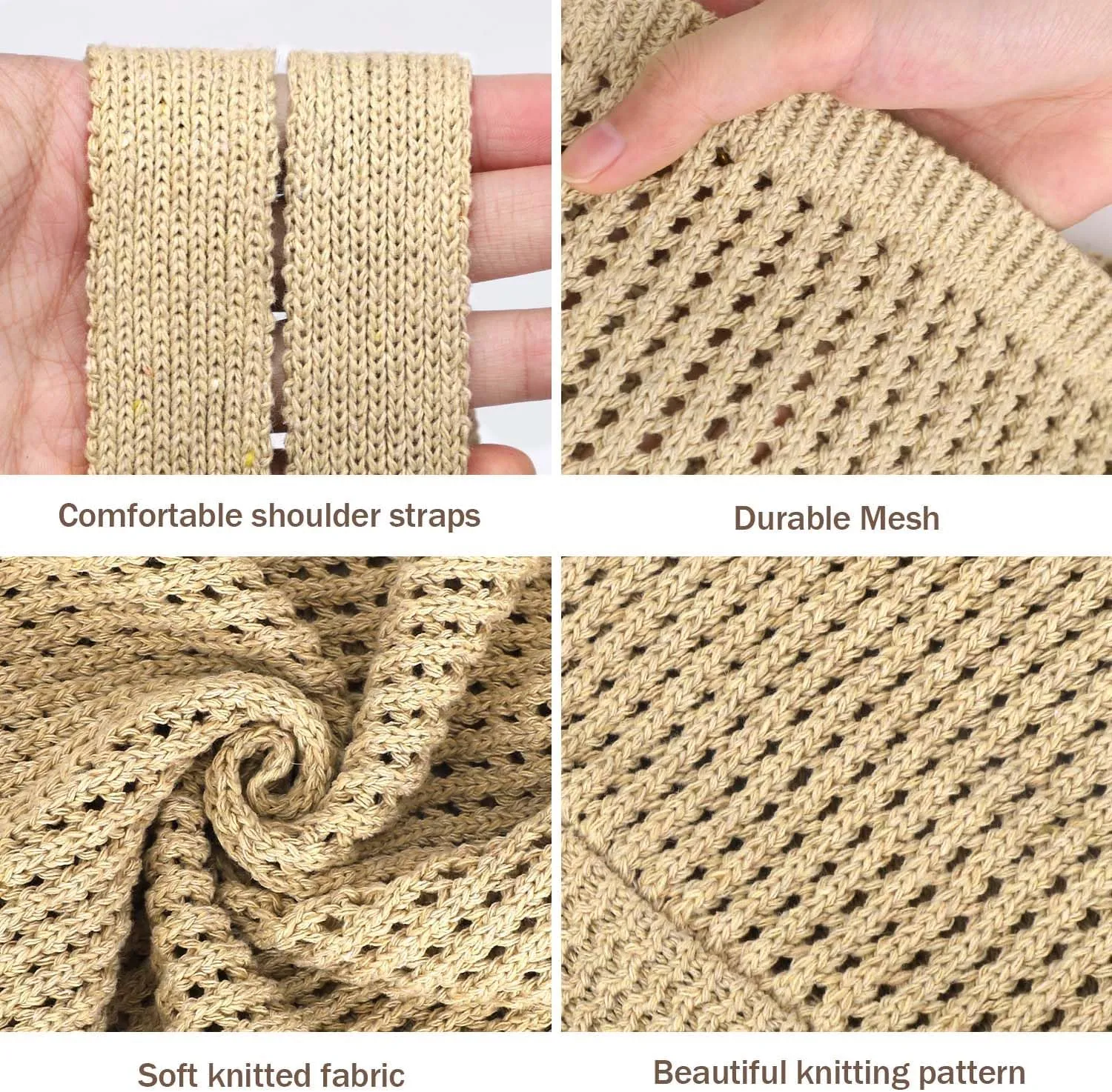 Ayieyill Crochet Tote Bag For Women, Crochet Mesh Beach Tote Bag Summer Vacation Aesthetic Boho Knit Bag for Women