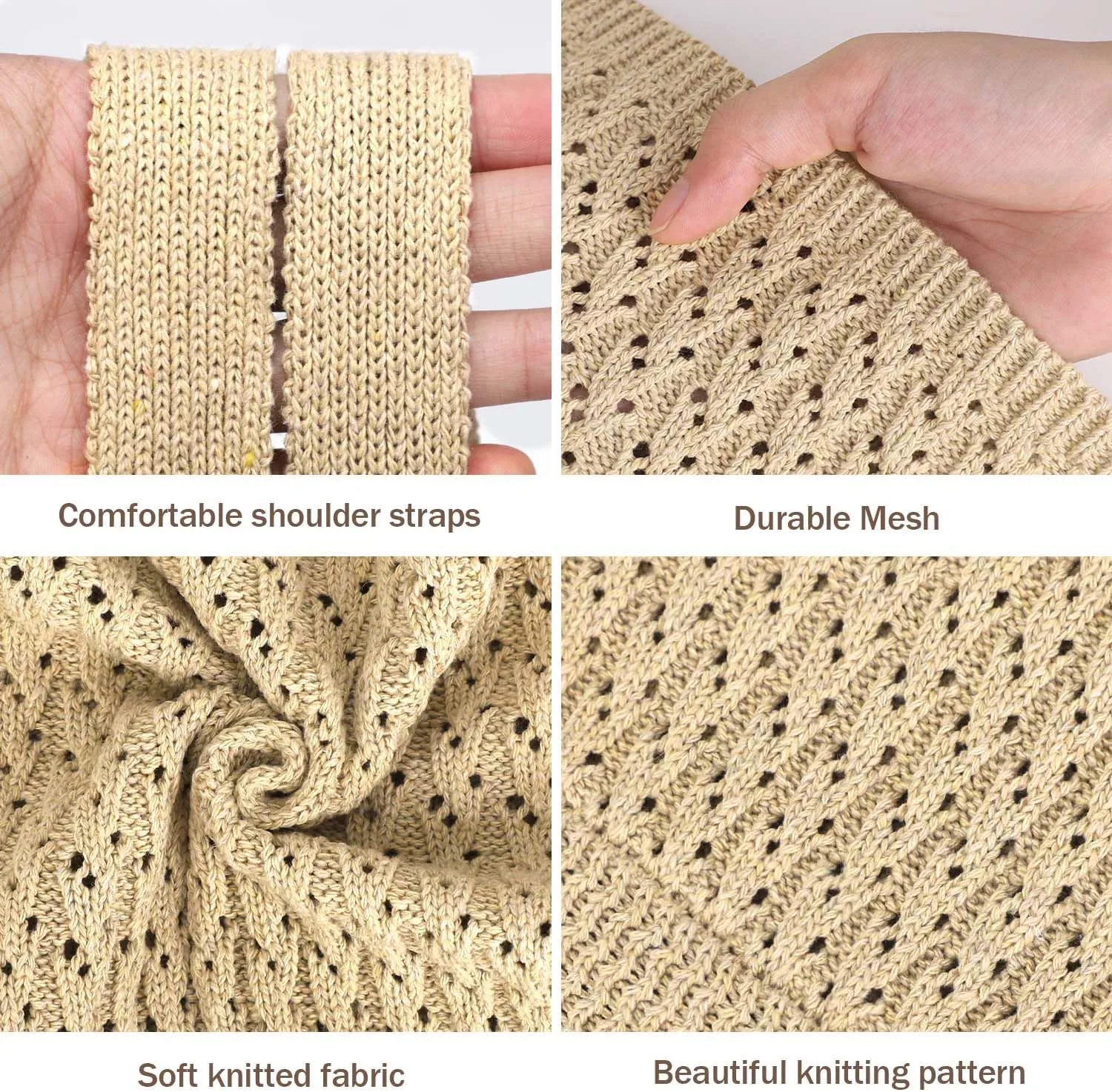 Ayieyill Crochet Tote Bag For Women, Crochet Mesh Beach Tote Bag Summer Vacation Aesthetic Boho Knit Bag for Women