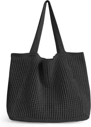 Ayieyill Crochet Tote Bag For Women, Crochet Mesh Beach Tote Bag Summer Vacation Aesthetic Boho Knit Bag for Women