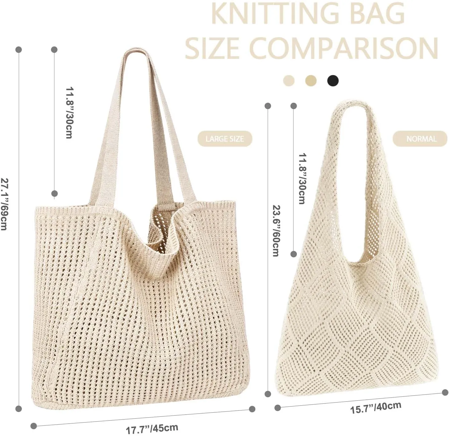 Ayieyill Crochet Tote Bag For Women, Crochet Mesh Beach Tote Bag Summer Vacation Aesthetic Boho Knit Bag for Women