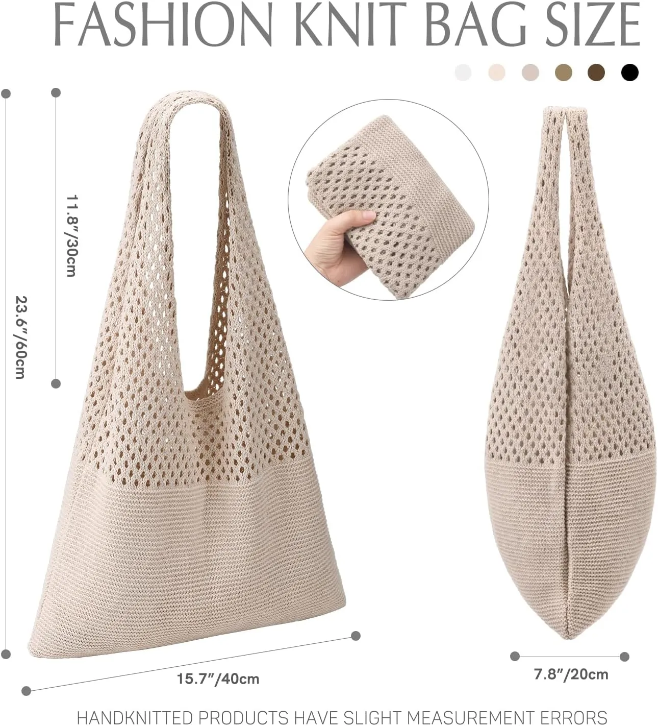 Ayieyill Crochet Tote Bag For Women, Crochet Mesh Beach Tote Bag Summer Vacation Aesthetic Boho Knit Bag for Women