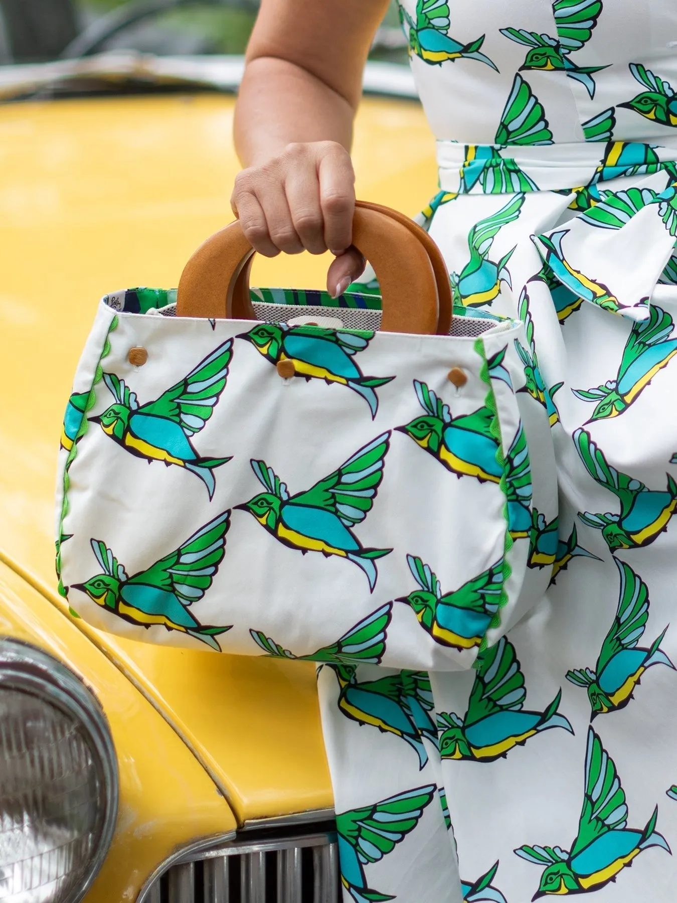BAG COVER Geo Birds & Seagrass Green