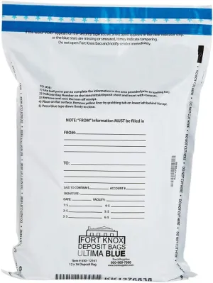 BankSupplies 12Wx16H Blue Ultima Blue Deposit Bags - 100/Box