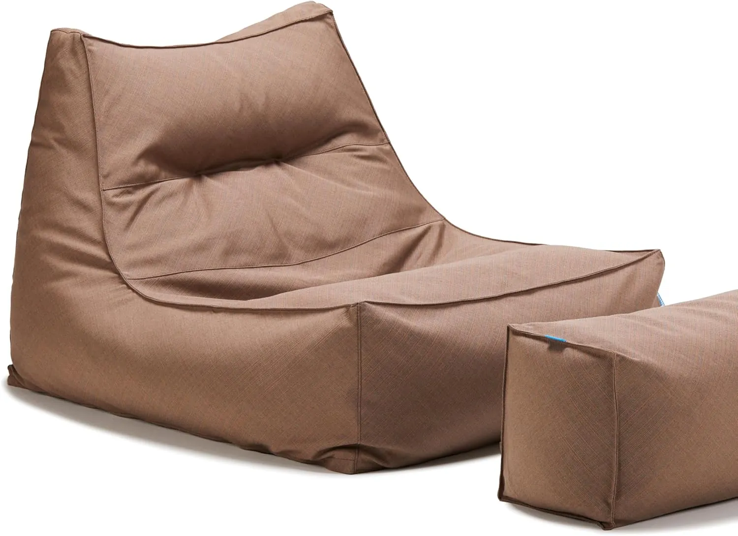 Bean Bag 607R in & Outdoor with Footstool (Cover Only, No Filler) - Removable, Washable, Weatherproof Outdoor Fabric (Cancun Brown)