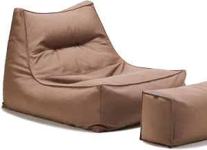 Bean Bag 607R in & Outdoor with Footstool (Cover Only, No Filler) - Removable, Washable, Weatherproof Outdoor Fabric (Cancun Brown)