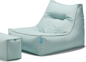 Bean Bag 607R in & Outdoor with Footstool (Cover Only, No Filler) - Removable, Washable, Weatherproof Outdoor Fabric (Maldives Blue)