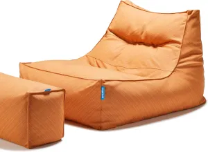 Bean Bag 607R in & Outdoor with Footstool (Cover Only, No Filler) - Removable, Washable, Weatherproof Outdoor Fabric (Nice Orange)