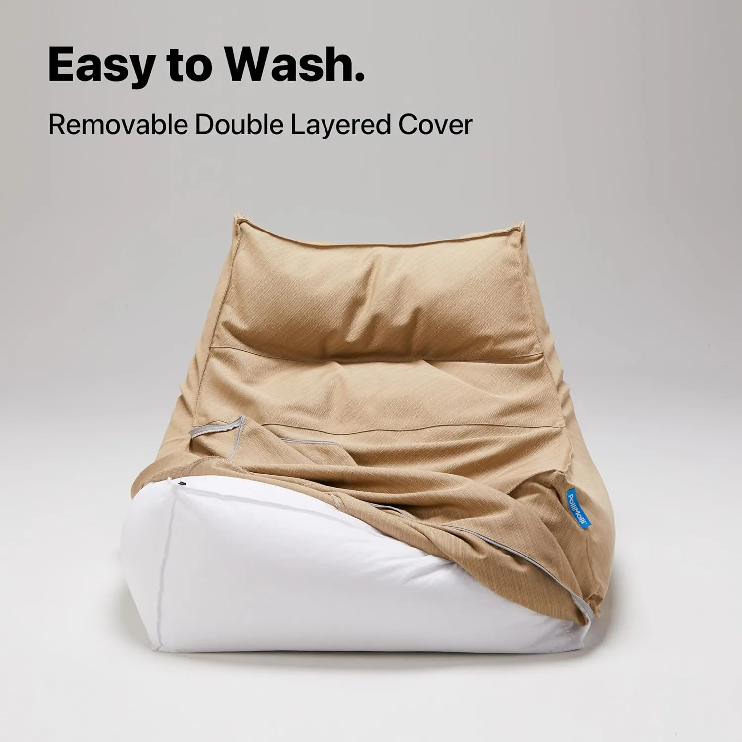 Bean Bag 607R in & Outdoor with Footstool (Cover Only, No Filler) - Removable, Washable, Weatherproof Outdoor Fabric (Nice Orange)