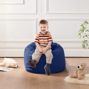 Bean Bag Chairs for Kids - Memory Foam Furniture BeanBag Chair - Kids/Teens Sofa with Soft Micro Fiber Cover - Round Fluffy Couch for Living Room Bedroom College Dorm - 2 ft, Navy