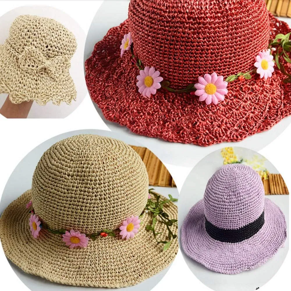 Beige Raffia Straw Beach Bag & Summer Sun Hat Kit - 500g Hand Crocheting Raffia Yarn, Cellulose Yarn