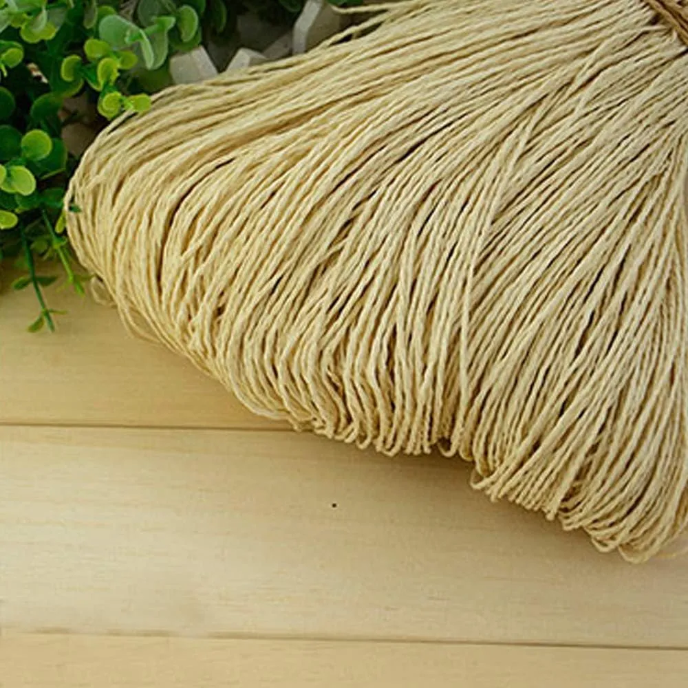 Beige Raffia Straw Beach Bag & Summer Sun Hat Kit - 500g Hand Crocheting Raffia Yarn, Cellulose Yarn