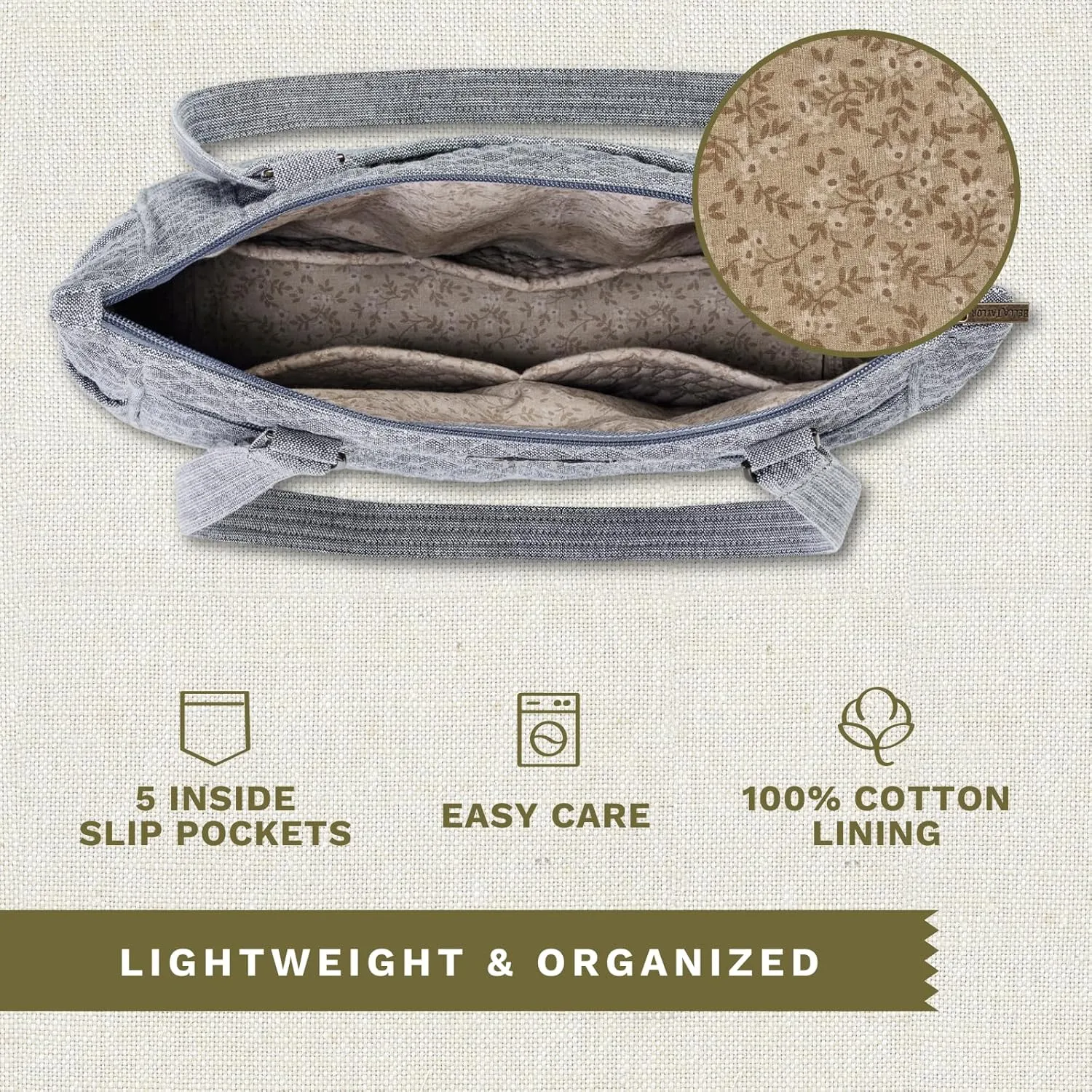 Bella Taylor Everyday Tote | Lightweight Quilted Fabric Handbags for Women