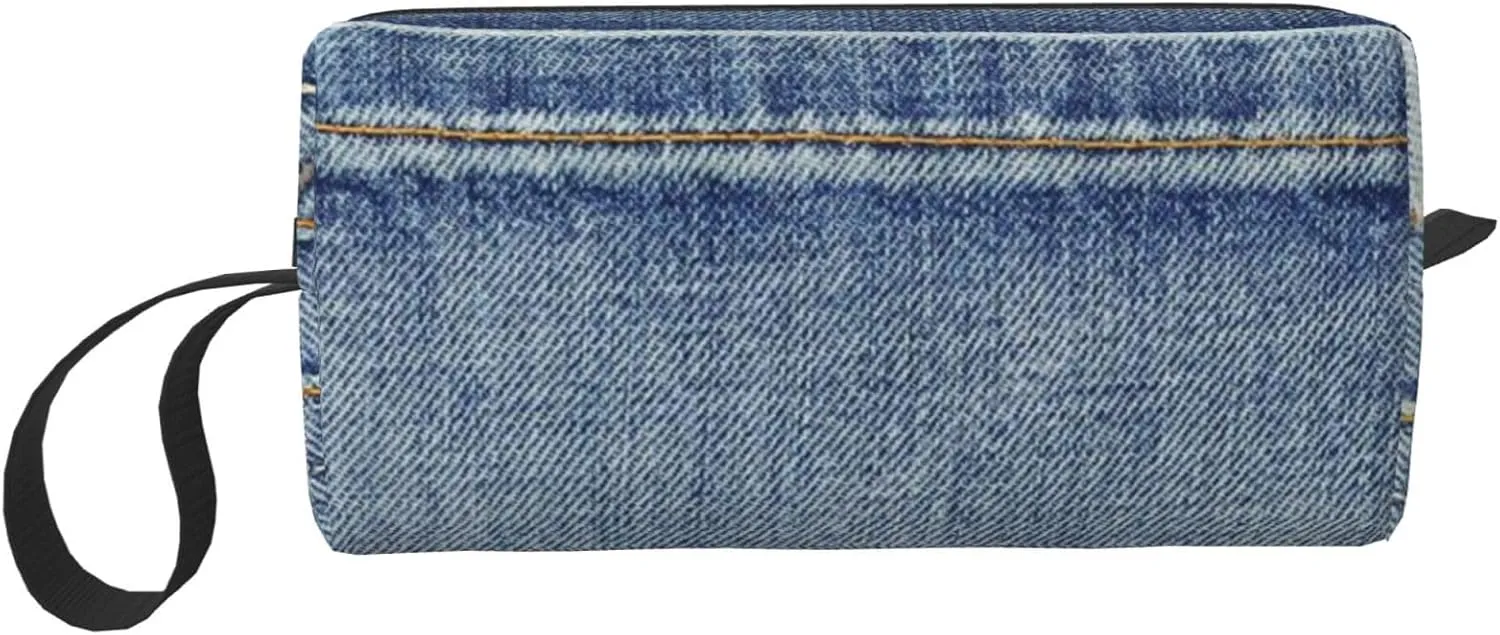 Blue Country Empty Back Pocket of Jeans Denim Coin Pouch Pen Holder Clutch Wristlet Wallets Purse Portable Storage Case Cosmetic Bags Zipper