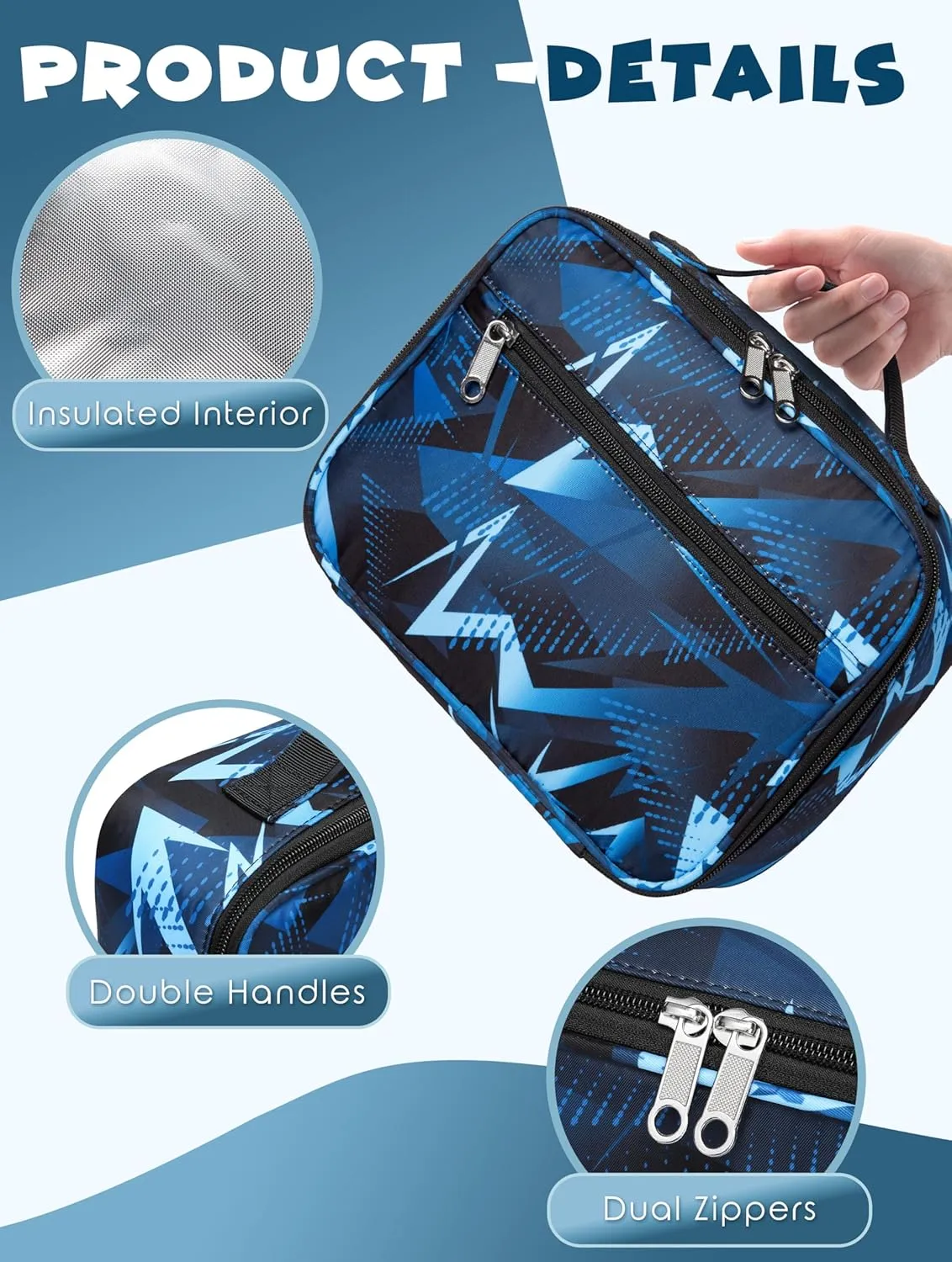 BLUEFAIRY Boys Backpack with Lunch Box Set for Kids Primary Elementary School Bags with Insulated Lunch Bags Back to School Bookbags Gifts for Son Grandson Aegean Blue