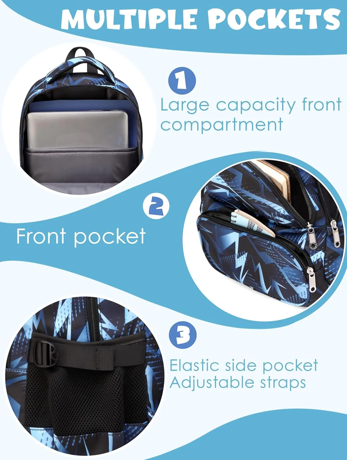 BLUEFAIRY Boys Backpack with Lunch Box Set for Kids Primary Elementary School Bags with Insulated Lunch Bags Back to School Bookbags Gifts for Son Grandson Aegean Blue