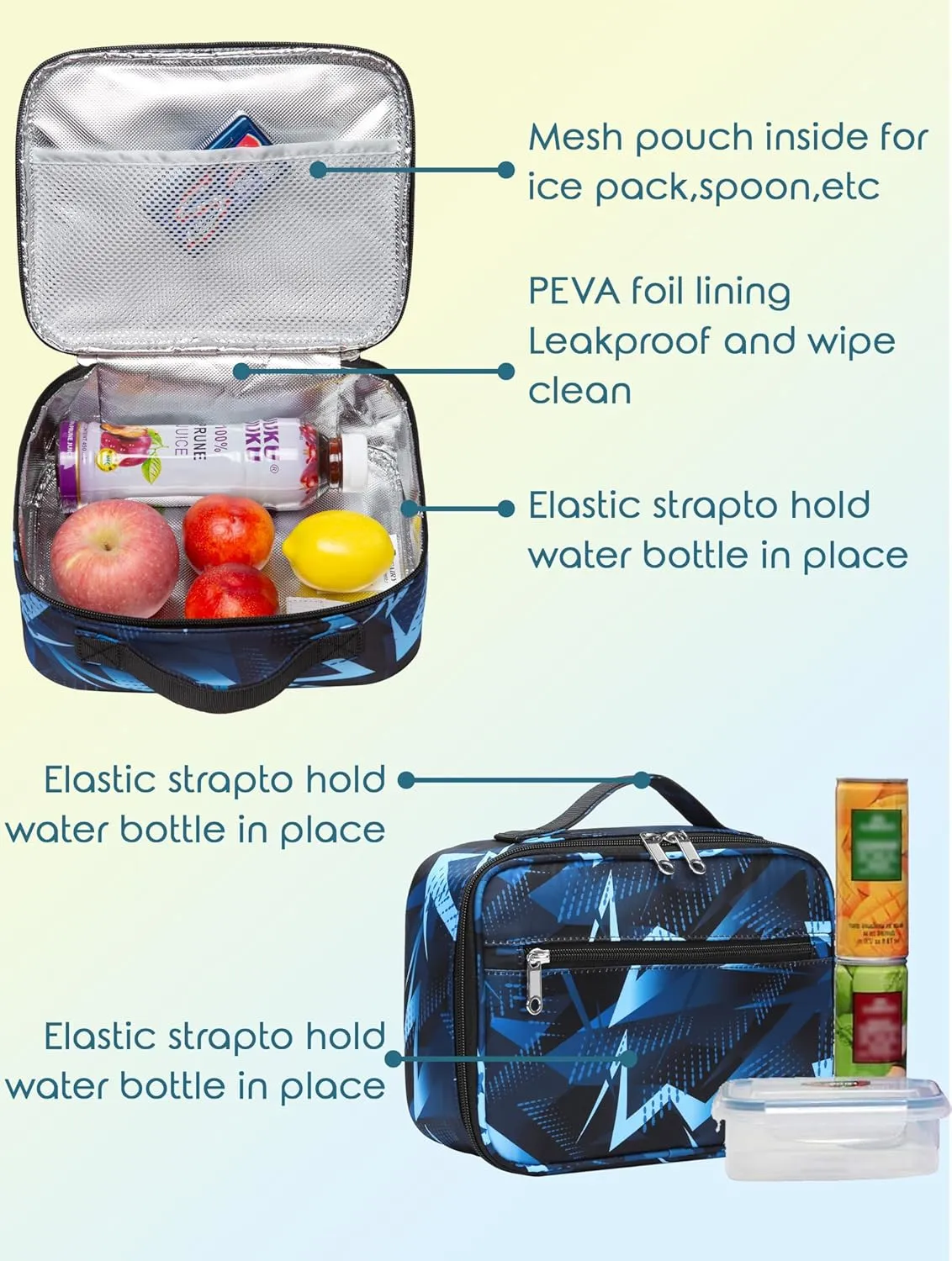 BLUEFAIRY Boys Backpack with Lunch Box Set for Kids Primary Elementary School Bags with Insulated Lunch Bags Back to School Bookbags Gifts for Son Grandson Aegean Blue