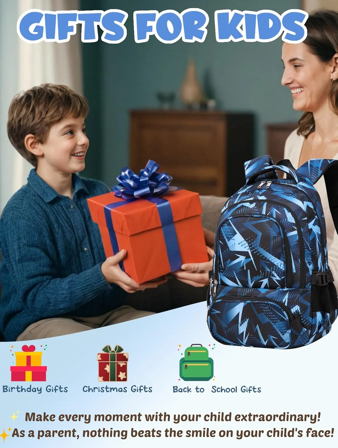 BLUEFAIRY Boys Backpack with Lunch Box Set for Kids Primary Elementary School Bags with Insulated Lunch Bags Back to School Bookbags Gifts for Son Grandson Aegean Blue