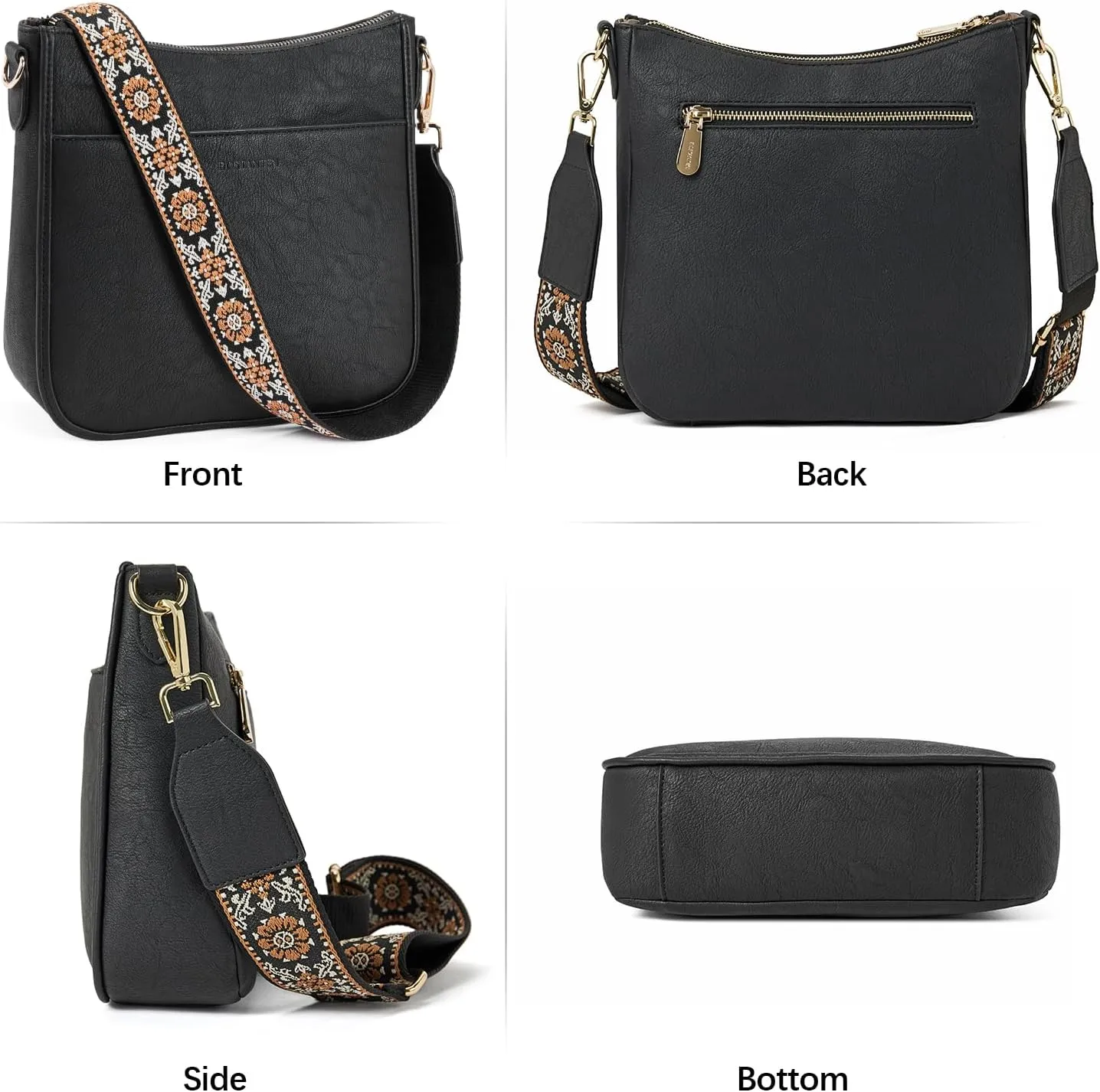 BOSTANTEN Crossbody Bags for Women Trendy Vegan Leather Hobo Purses Shoulder Handbags With Wide Shoulder Strap