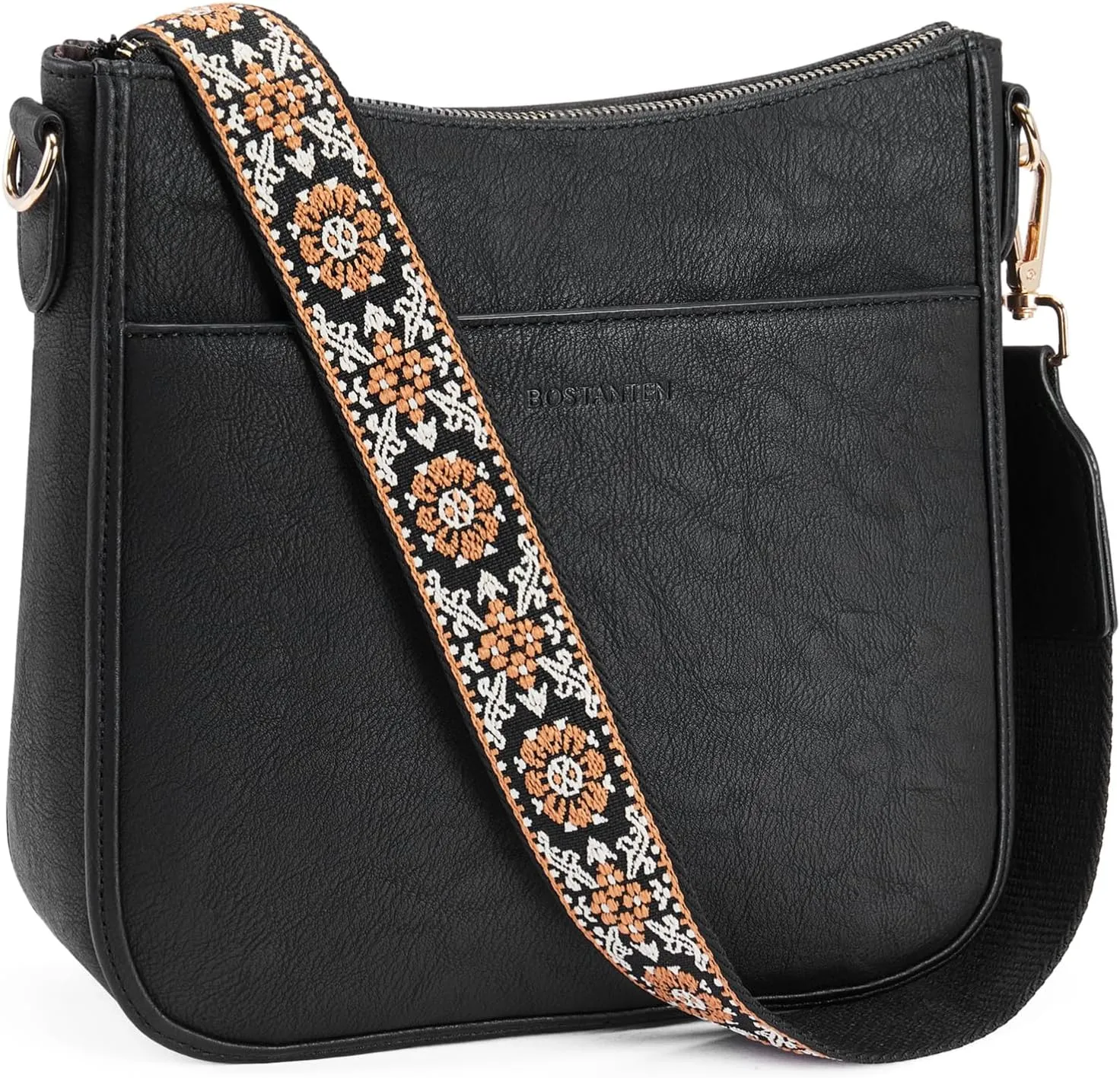 BOSTANTEN Crossbody Bags for Women Trendy Vegan Leather Hobo Purses Shoulder Handbags With Wide Shoulder Strap