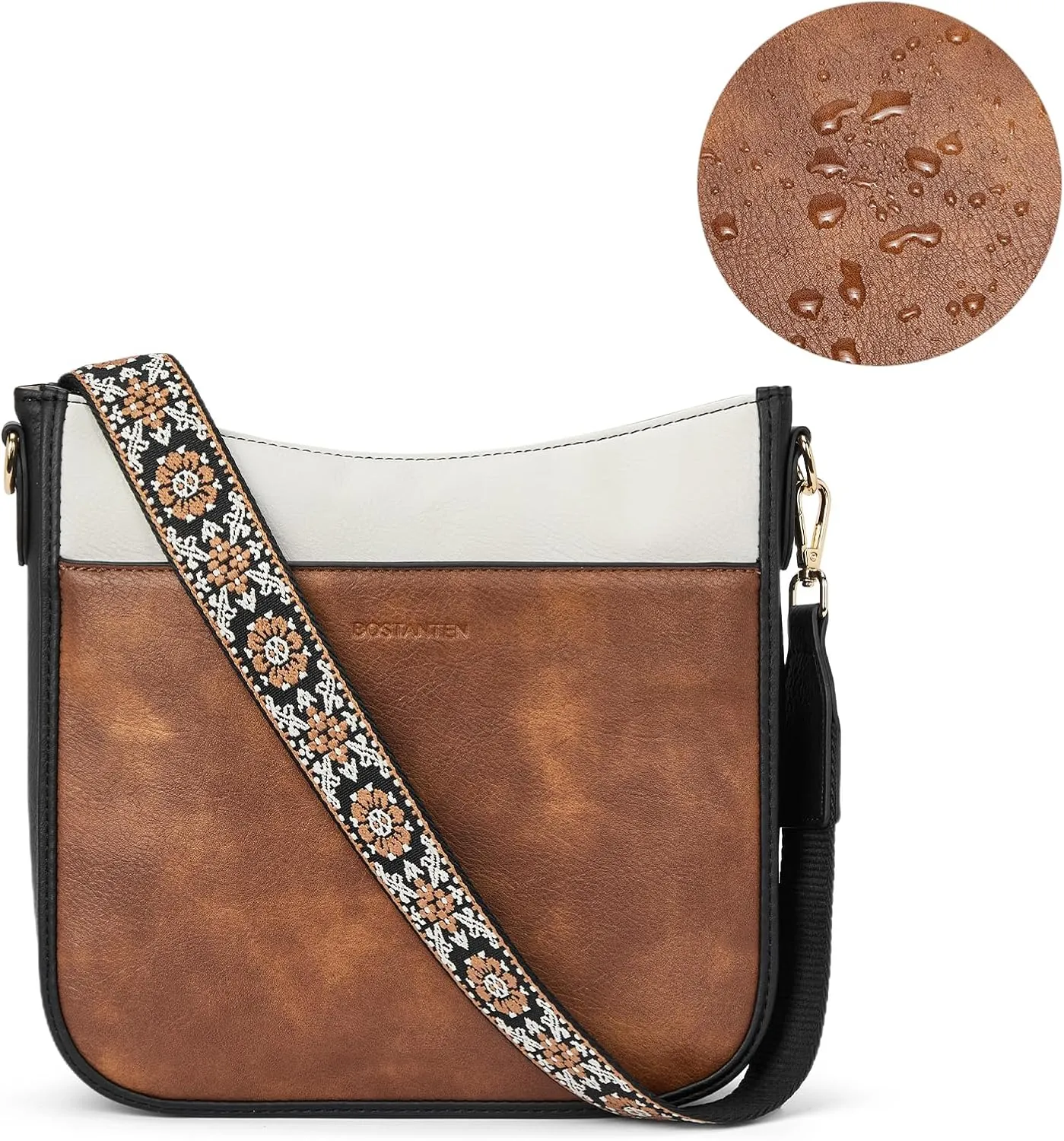 BOSTANTEN Crossbody Bags for Women Trendy Vegan Leather Hobo Purses Shoulder Handbags With Wide Shoulder Strap