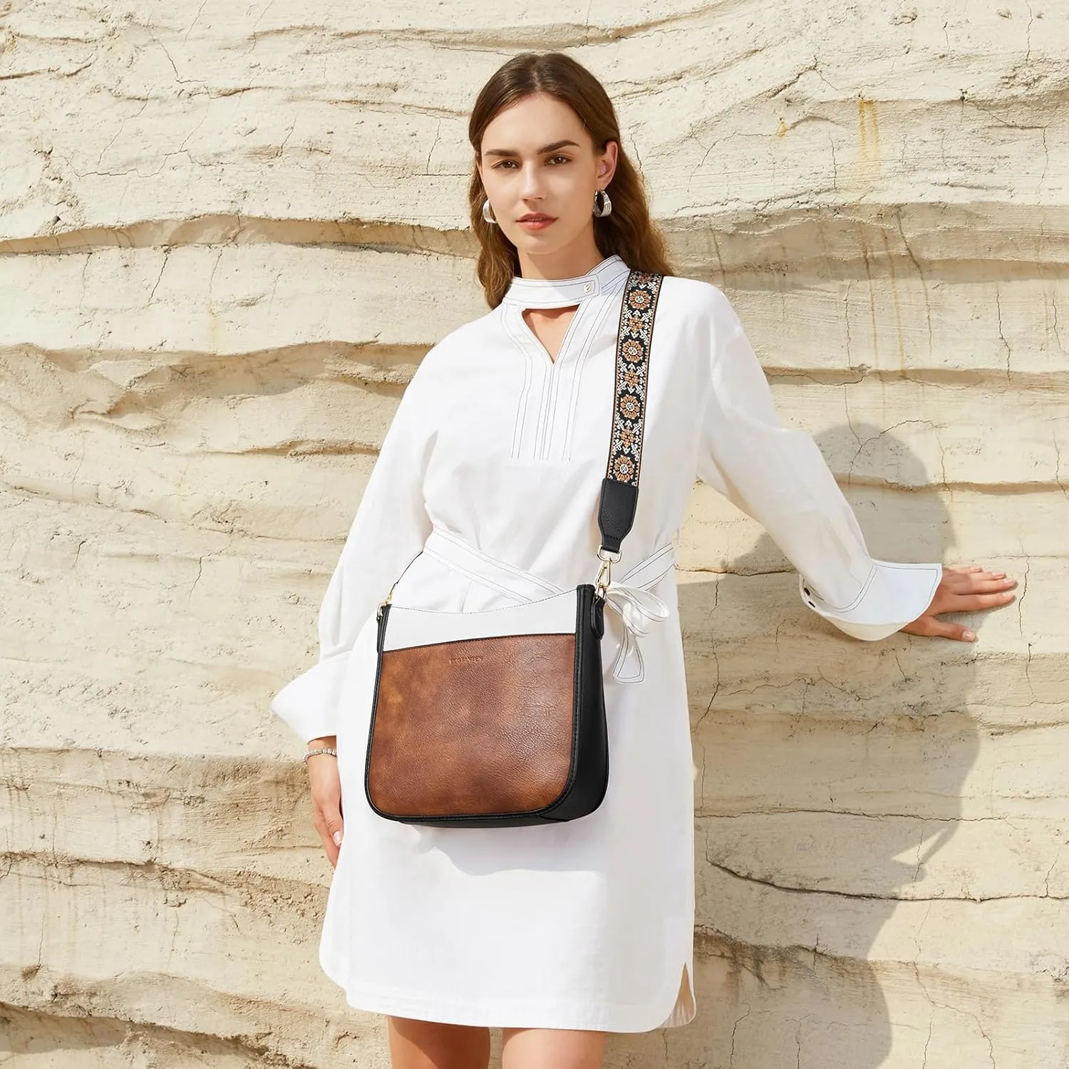BOSTANTEN Crossbody Bags for Women Trendy Vegan Leather Hobo Purses Shoulder Handbags With Wide Shoulder Strap