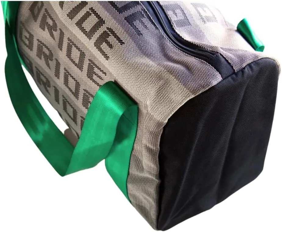 Bride Racing Duffle Bag Gray Gradation Fabric with Green Straps