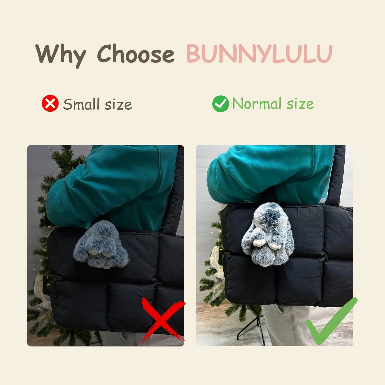 Bunny Keychain with Tin – 5.8" Handmade Plush Bag Charm, 16 Colors – Cute Graduation Gift & Summer Travel Accessory
