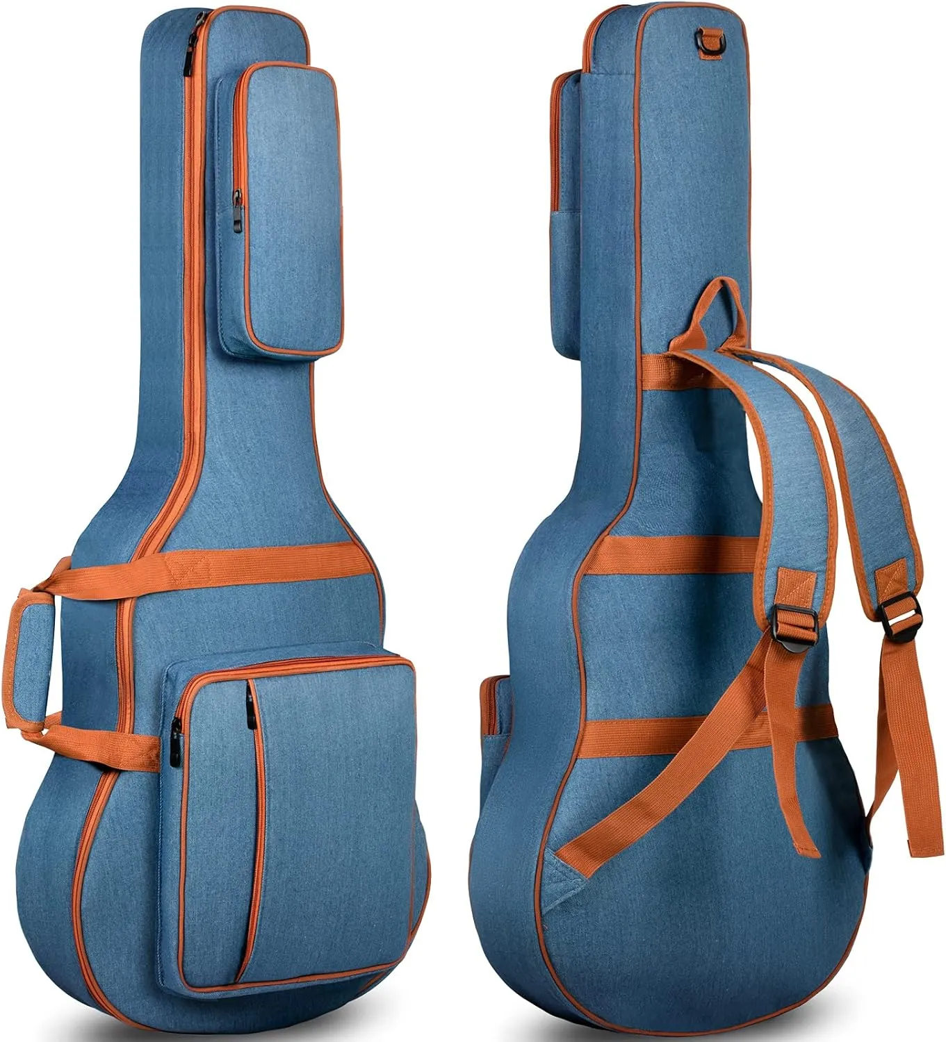 CAHAYA Acoustic Guitar Gig Bag 0.35inch Padded Guitar Bag Soft Denim Guitar Case with Three Large Storage Pockets Guitar Case Cover for 40 41 42 Inch Guitars