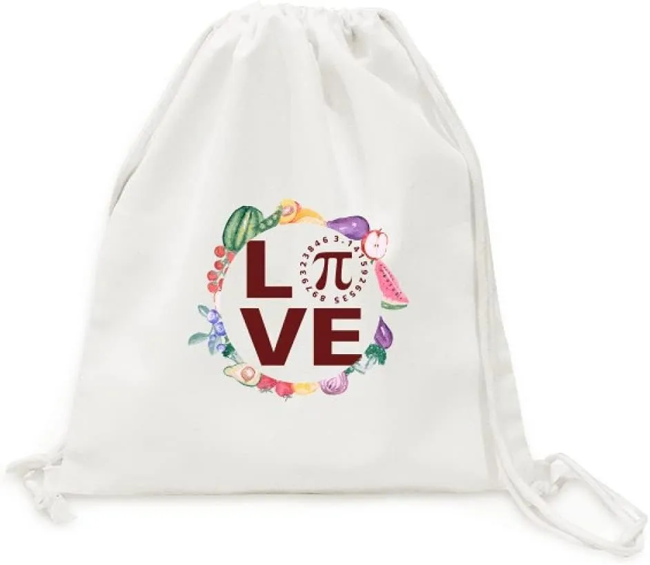 Calculation ODigital Pi Love Canvas Fabric Vegetable Fruit Folding Cinch Bag