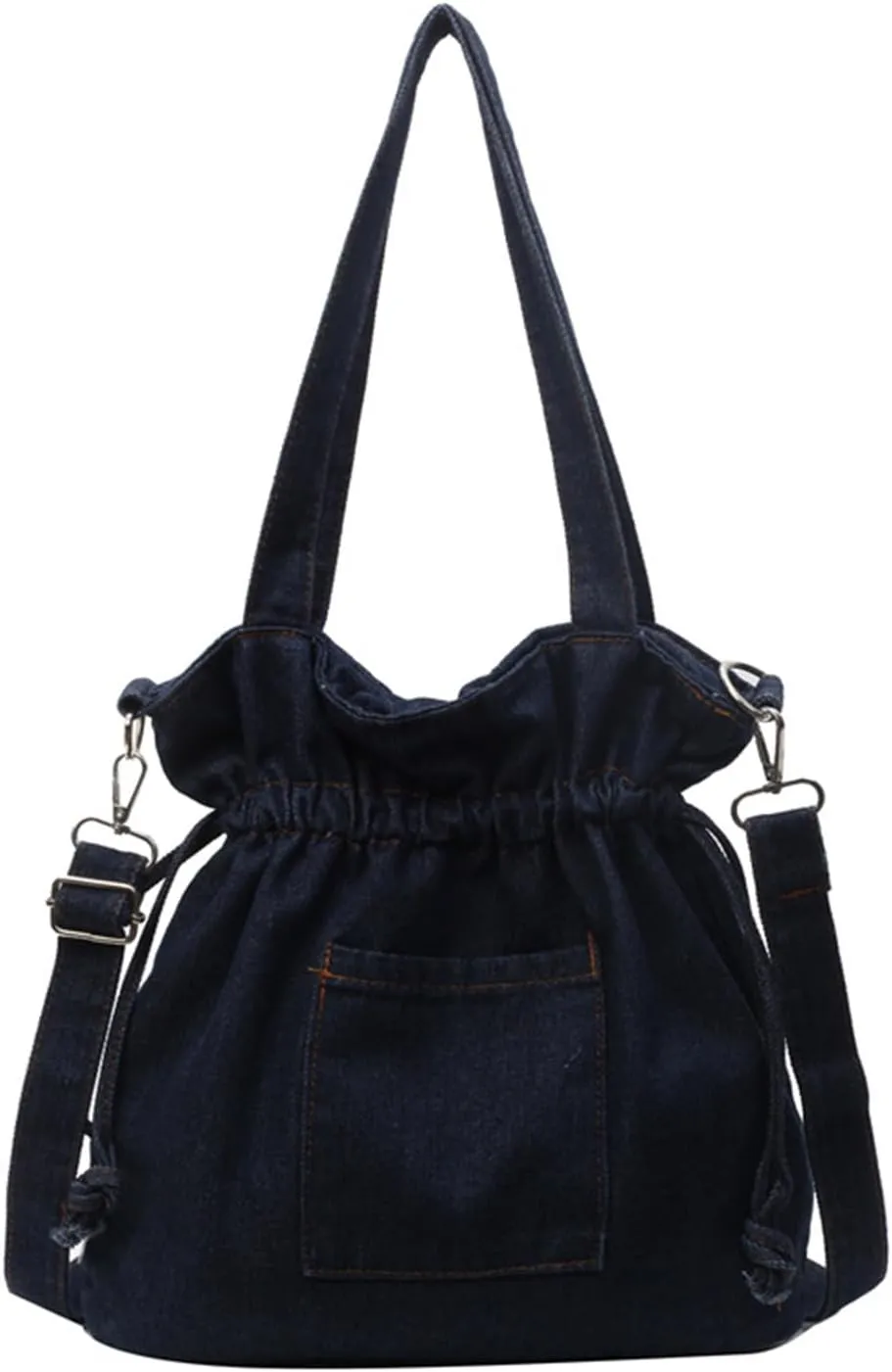 Casual Washed Denim Shoulder Bag Japanese Drawstring Crossbody Messenger Bags for Women Trendy