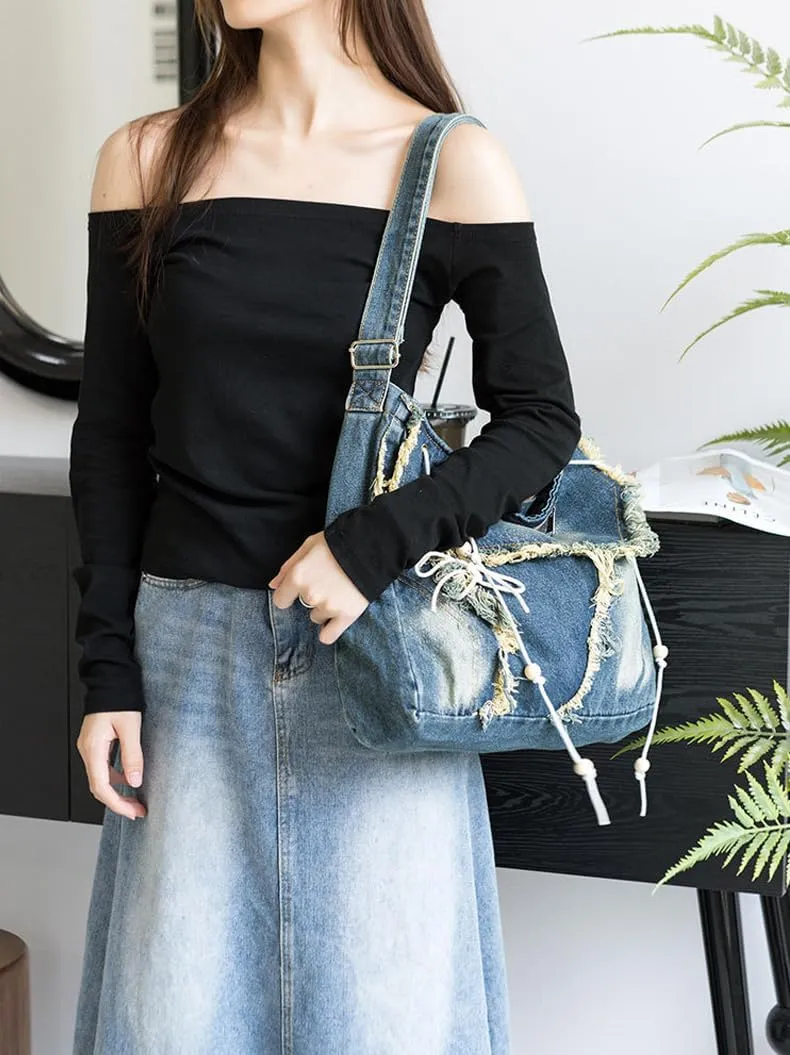 Casual Women Shoulder Bag Denim Crossbody Handbag High Capacity Female Messenger Purse Bags