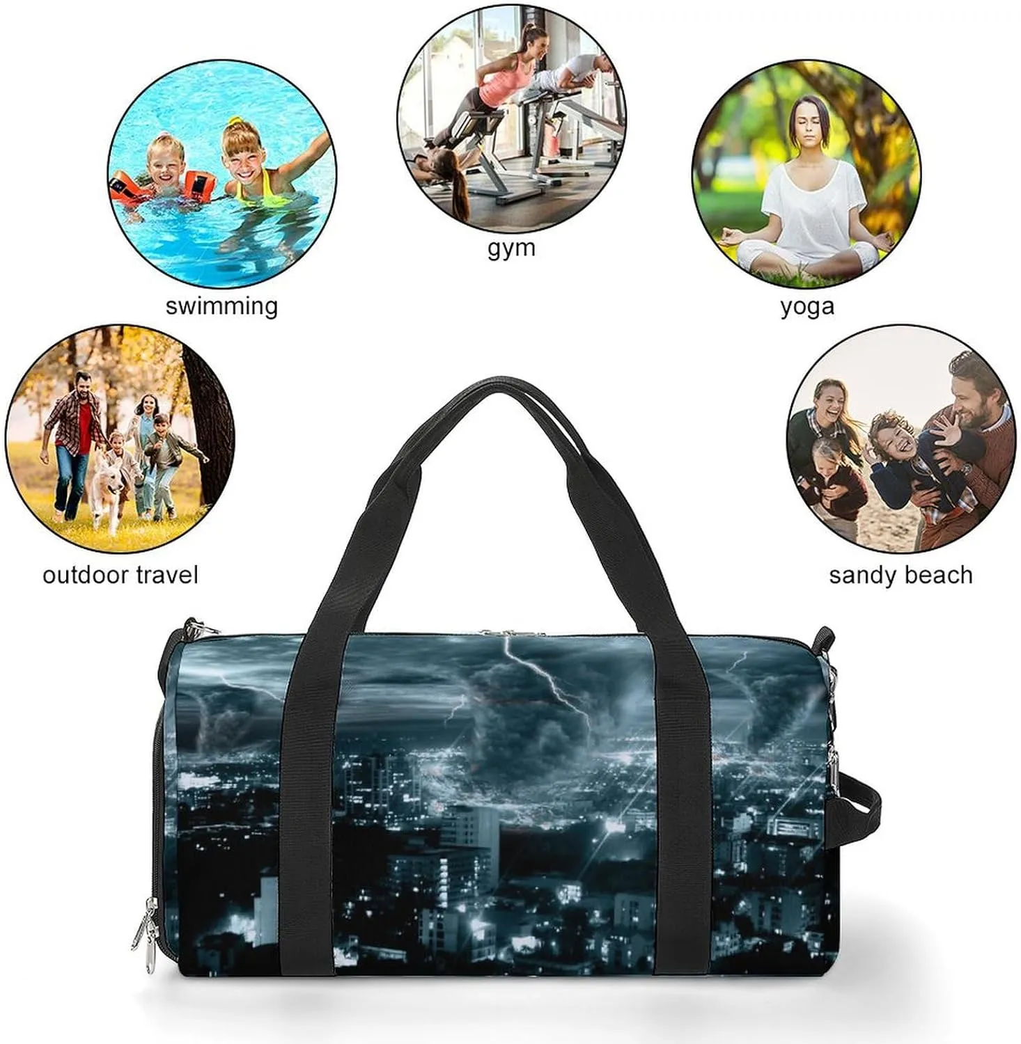 Chicago City Tornado Storm Weather Pattern A Fitness Bag with Large Storage Space Is Suitable for Portable Outdoor Use