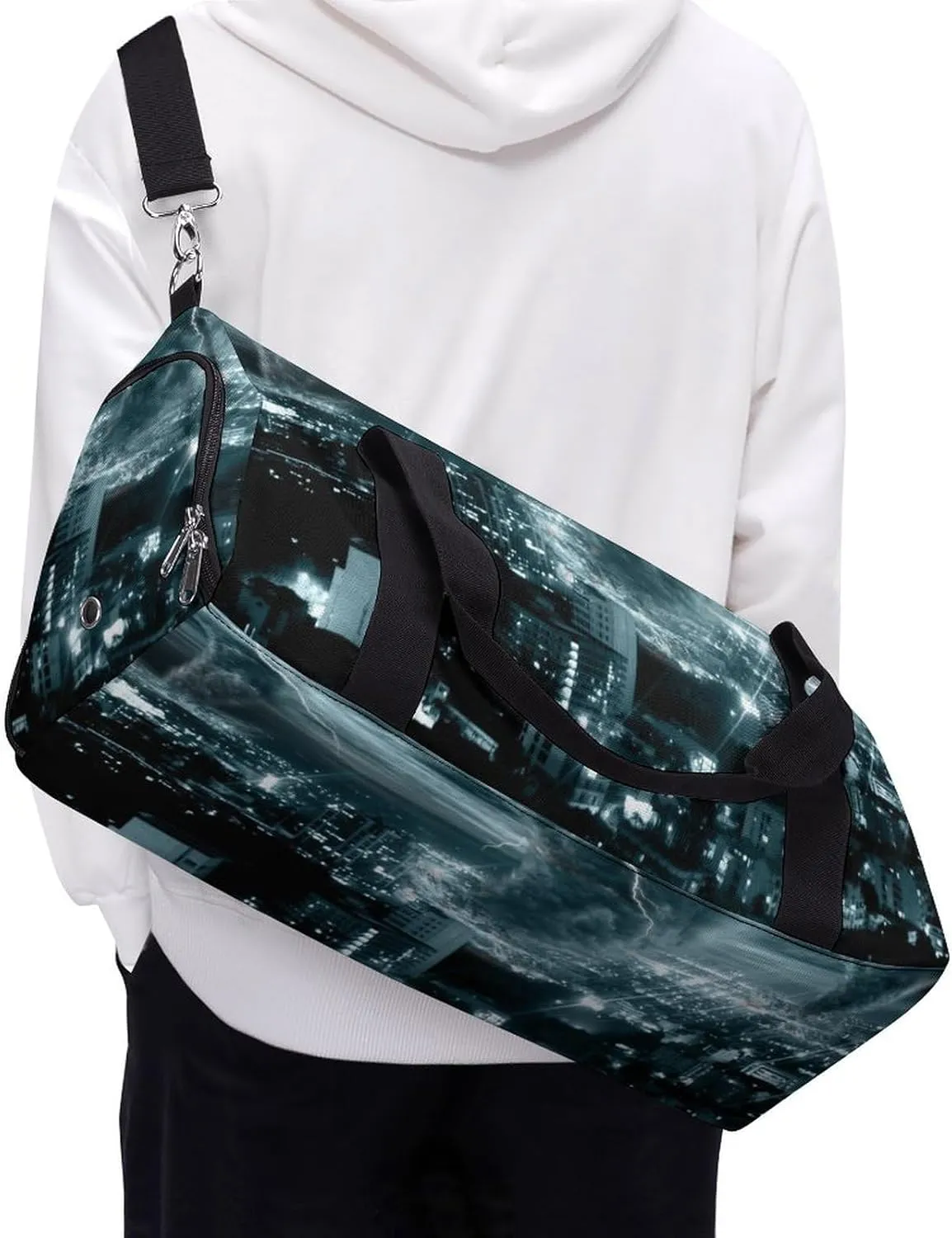 Chicago City Tornado Storm Weather Pattern A Fitness Bag with Large Storage Space Is Suitable for Portable Outdoor Use