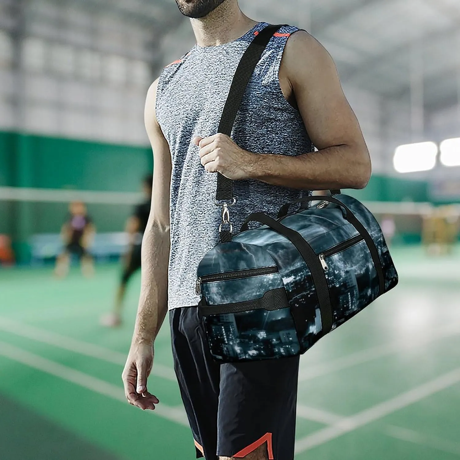 Chicago City Tornado Storm Weather Pattern A Fitness Bag with Large Storage Space Is Suitable for Portable Outdoor Use