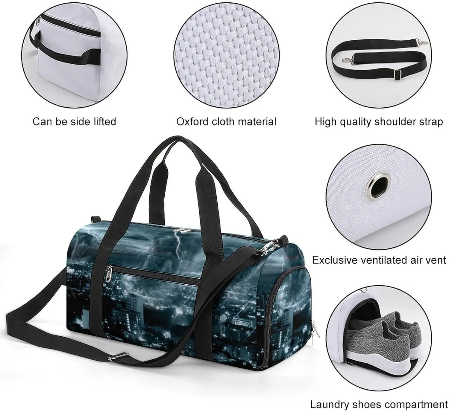 Chicago City Tornado Storm Weather Pattern A Fitness Bag with Large Storage Space Is Suitable for Portable Outdoor Use